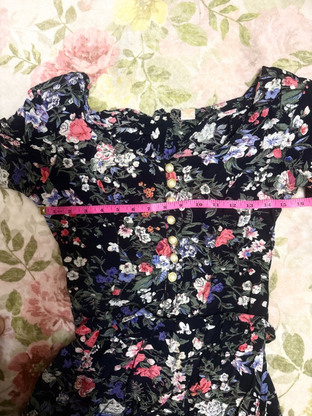 Vintage 90s Bila Cottagecore Maxi Dress -Dark Floral Rayon Boho Whimsygoth - Picture 6 of 12